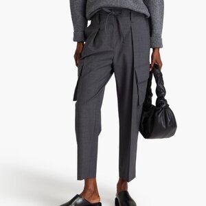 Brunello Cucinelli Monili Pants Gray Cargo Tropical Luxury Virgin Wool Size 6